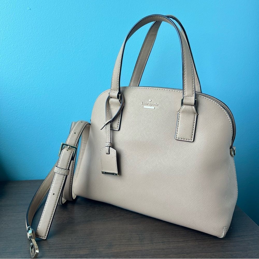 KATE SPADE Nichols Jackson Street Reiley Dome Tan Satchel Tote Crossbody Cameron - Picture 12 of 12
